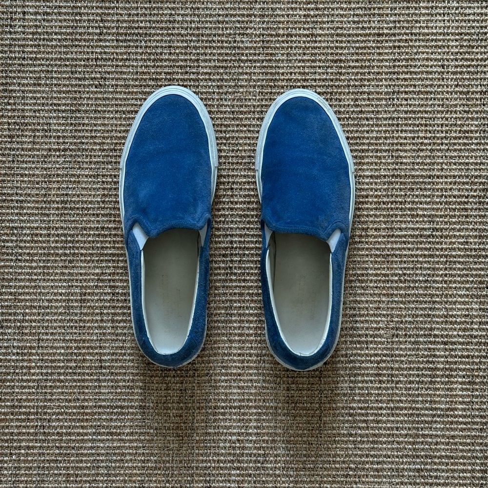 Common Projects Blue Suede Slip On Sneakers